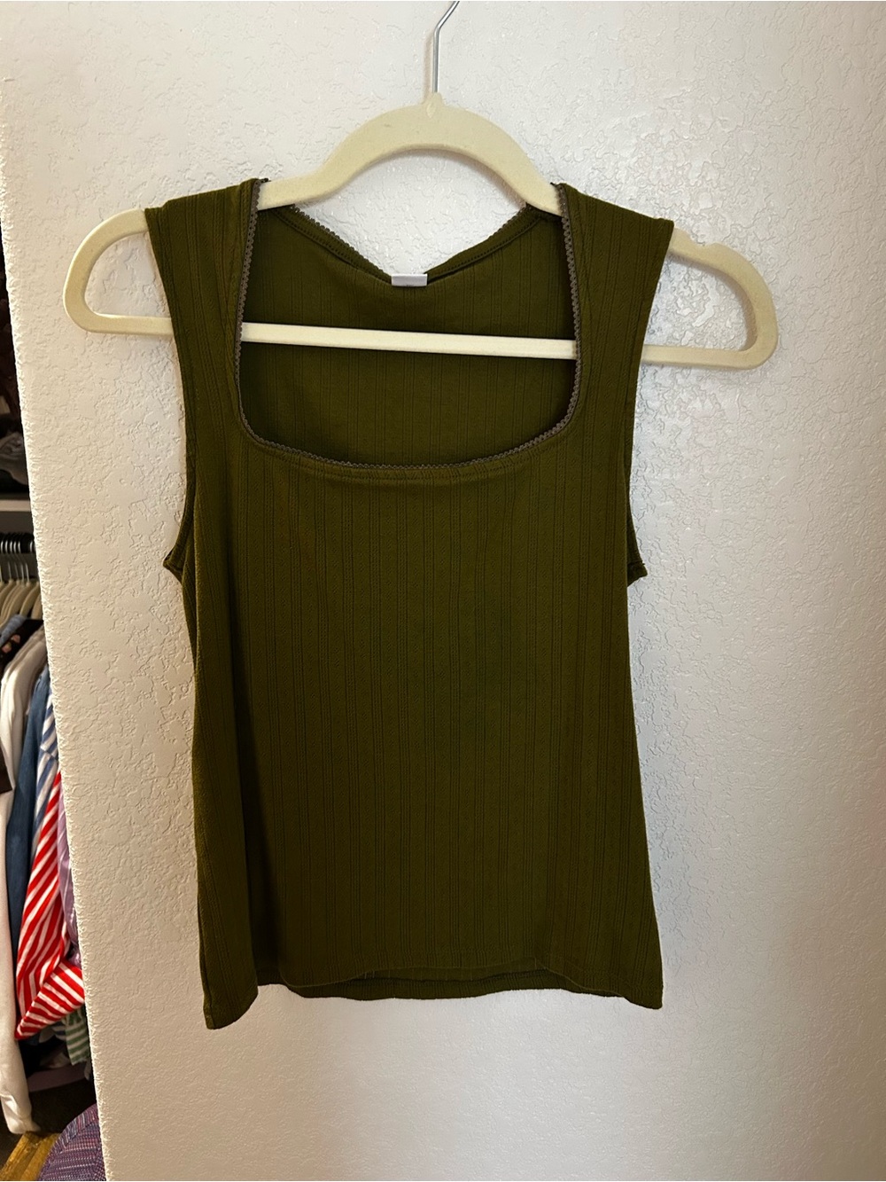 Old Navy Olive Green Ribbed Square Neck Tank